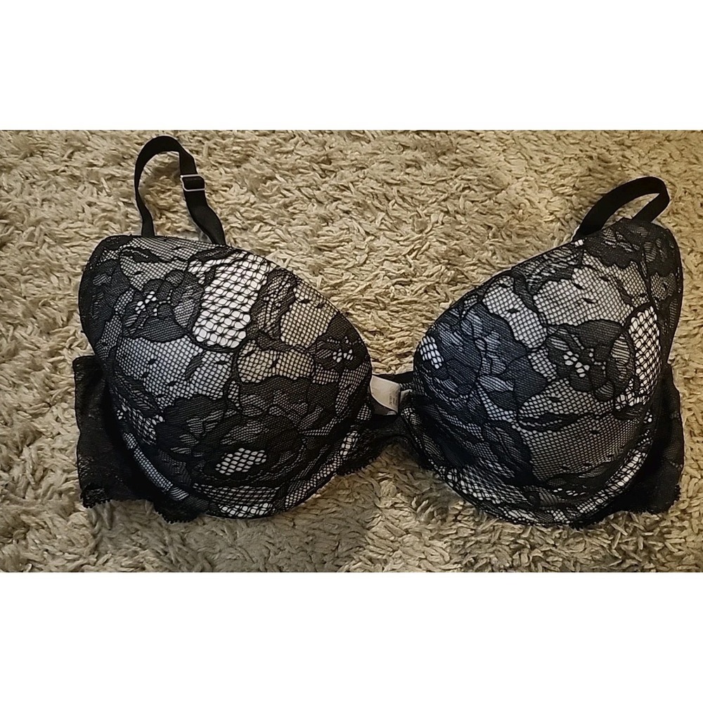Victoria Secret Biofit Demi Push-up Padded Black Lace Underwire Bra 34D